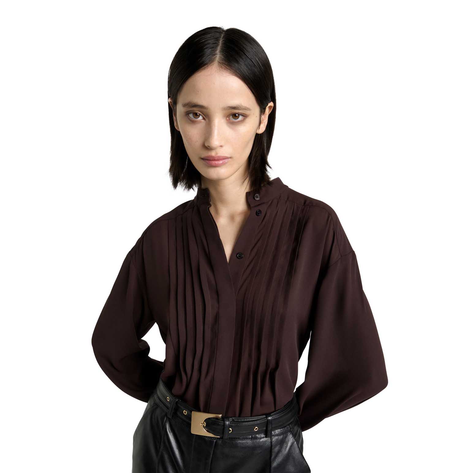Cue Georgette Pin Tuck Pleated Blouse